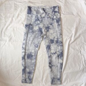 Aerie Ribbed High Waisted Tie Dye Leggings Blue White Size L